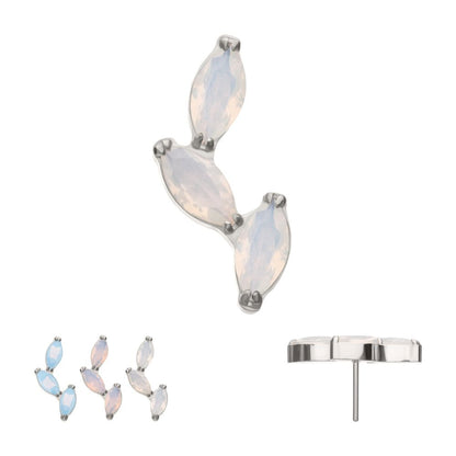 Titanium Threadless Vine Shape Top with 3-Tier Full Opalite Marquise