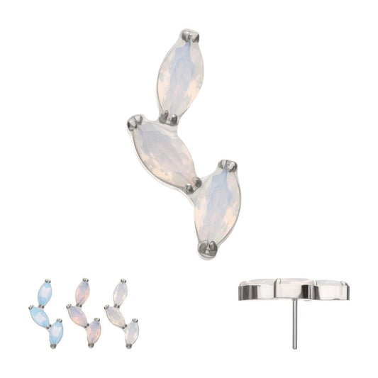 Titanium Threadless Vine Shape Top with 3-Tier Full Opalite Marquise