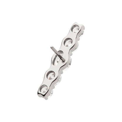Titanium Threadless 5-Cluster Prong Set Round CZ Gem Bar Top