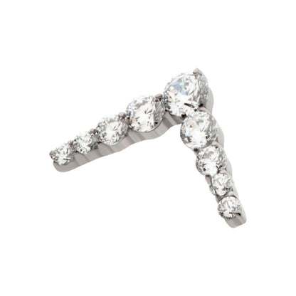 Titanium Threadless 9-Cluster Prong Set Round CZ Chevron Shape Top