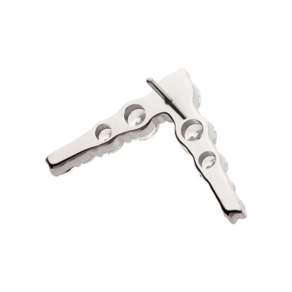 Titanium Threadless 9-Cluster Prong Set Round CZ Chevron Shape Top