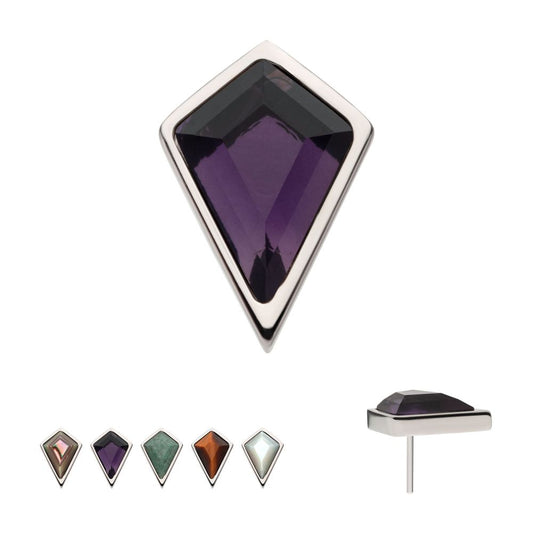 Titanium Threadless Bezel Set Kite Shape Stone Top