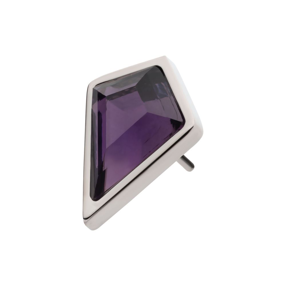 Titanium Threadless Bezel Set Kite Shape Stone Top