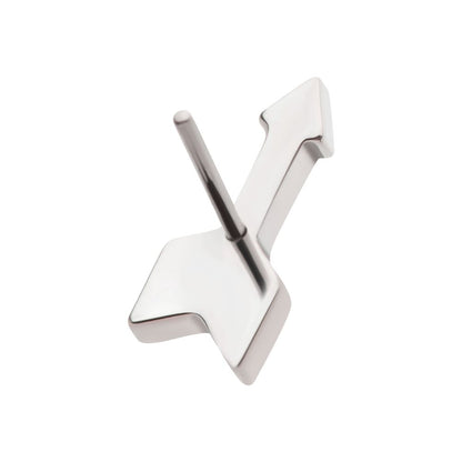Titanium Threadless Pave Set Round CZ Gem Arrow Top