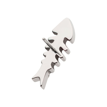 Titanium Threadless Pave Set Round CZ Gem Fishbone Top