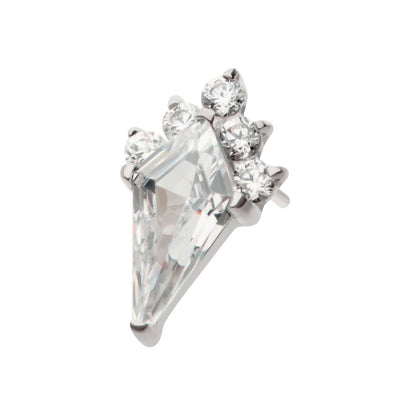 Titanium Threadless Kite Shape with 5-Cluster Round CZ Gem Top