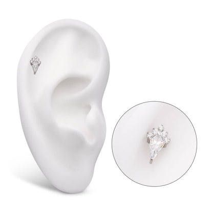 Titanium Threadless Kite Shape with 5-Cluster Round CZ Gem Top