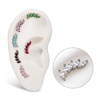 Titanium Threadless 5 Marquise Staggered Cluster Prong Gem Top