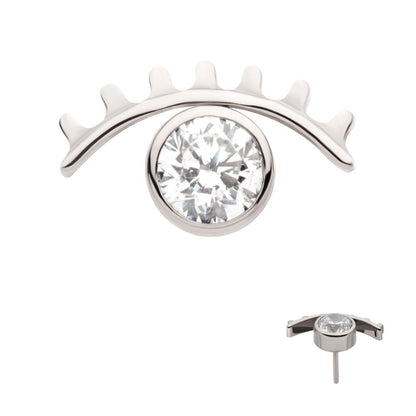 Titanium Threadless with Bezel Set CZ Cut Out Evil Eye Top