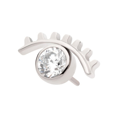 Titanium Threadless with Bezel Set CZ Cut Out Evil Eye Top