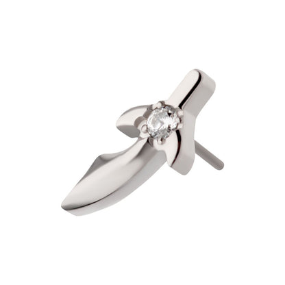 Titanium Threadless with Center Prong Set CZ Dagger Top