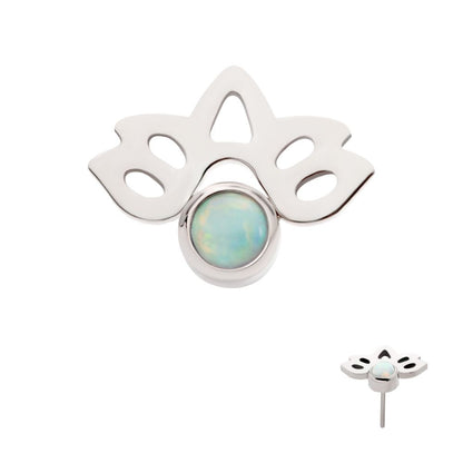 Titanium Threadless with Bezel Set Opal Lotus Flower Top