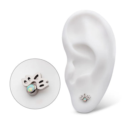 Titanium Threadless with Bezel Set Opal Lotus Flower Top