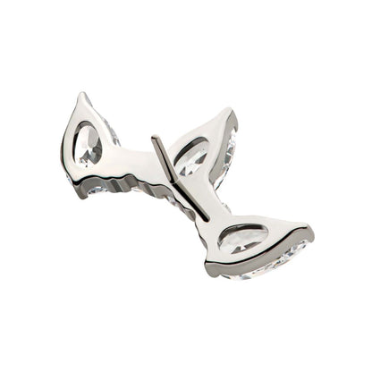 Titanium Threadless Alternating Teardrop & Round Prong Set CZ 5 Cluster Top