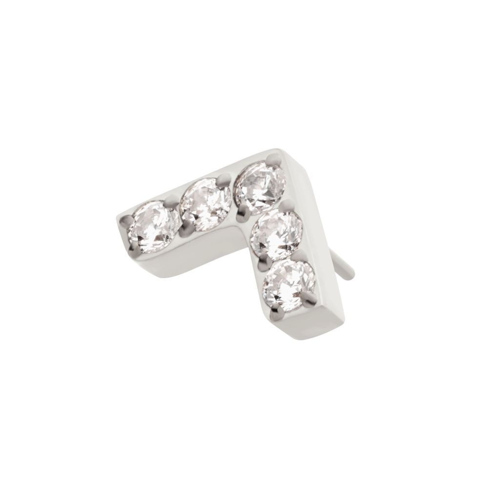 Titanium Threadless Prong Set  5 Round CZ Chevron Shape Top