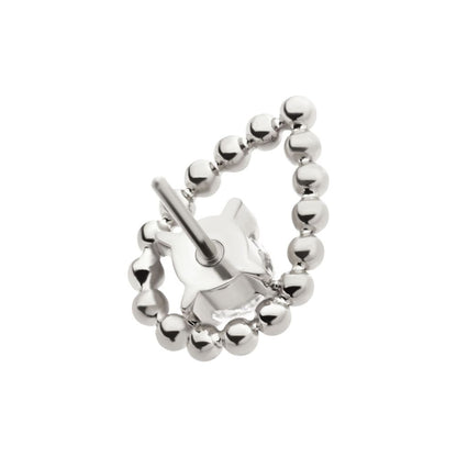Titanium Threadless Hollow Teardrop Shape Beads with Prong Set CZ Top