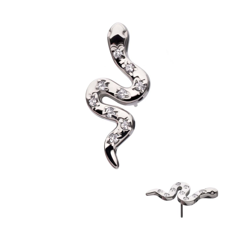 Titanium Threadless Prong Set 9-Gem Snake Top