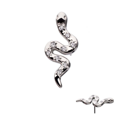 Titanium Threadless Prong Set 9-Gem Snake Top