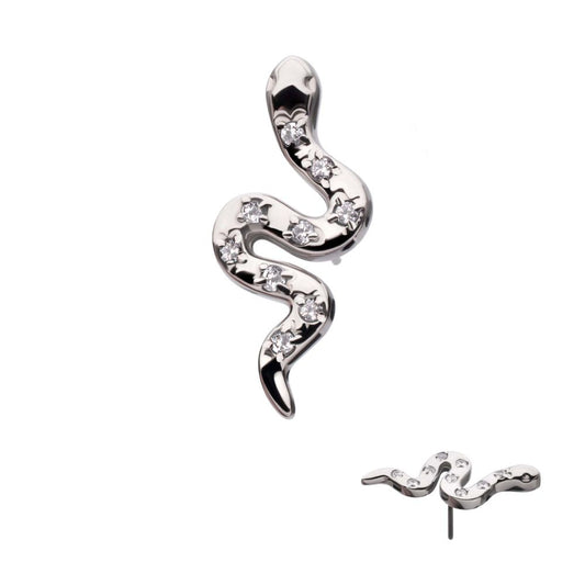 Titanium Threadless Prong Set 9-Gem Snake Top