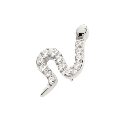 Titanium Threadless Pave Set 13 Clear CZ Snake Top