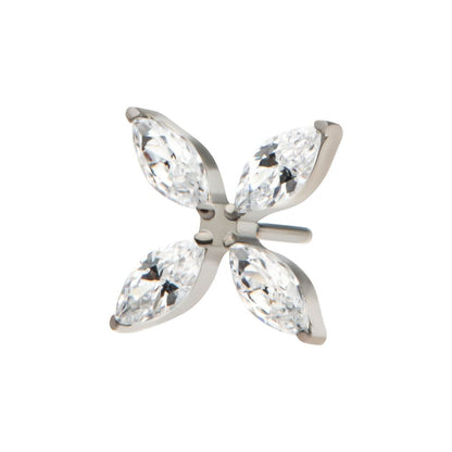 Titanium Threadless Pronged Marquise CZ 4-Blade Ceiling Fan Shape Top
