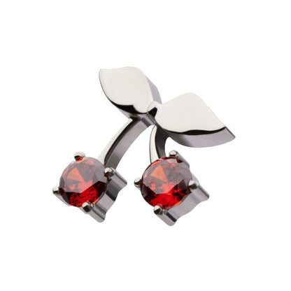 Titanium Threadless Prong Set Garnet Gem Cherry Top