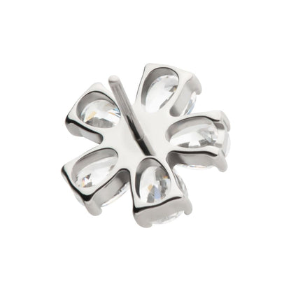 Titanium Threadless Prong Set CZ Gem 5-Petal Flower Top