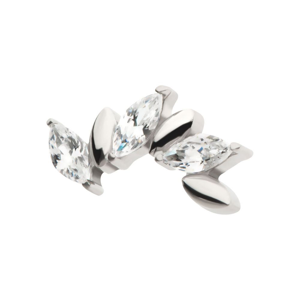 Titanium Threadless Oscillating Marquise CZ Gem 6-Cluster Top