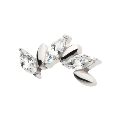 Titanium Threadless Oscillating Marquise CZ Gem 6-Cluster Top