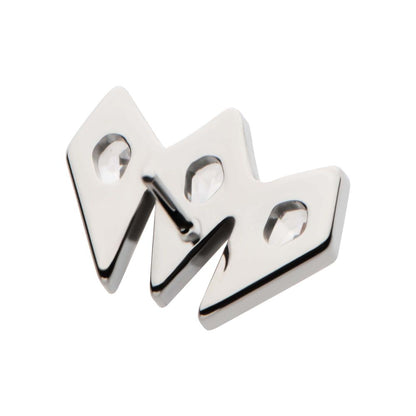 Titanium Threadless Kite Shape CZ 3-Cluster Top