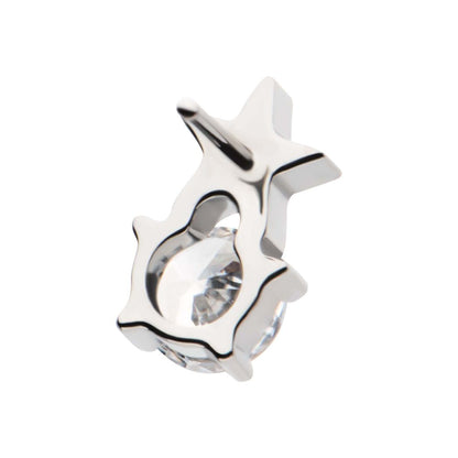 Titanium Threadless Star with Prong Set Round CZ Top