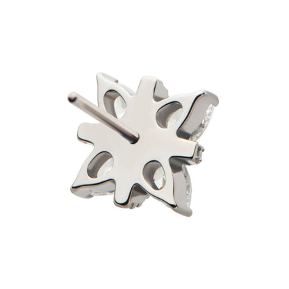 Titanium Threadless Paved CZ Cross with Pronged Marquise CZ Flower Top