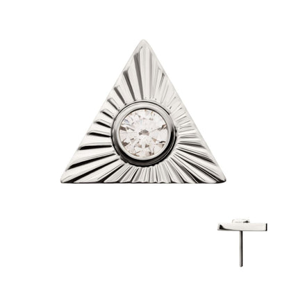 Titanium Threadless Corrugated Triangle Top with Bezel Gem