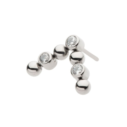 Titanium Threadless Beads & Bezel Set Round CZ Cluster Chevron Top