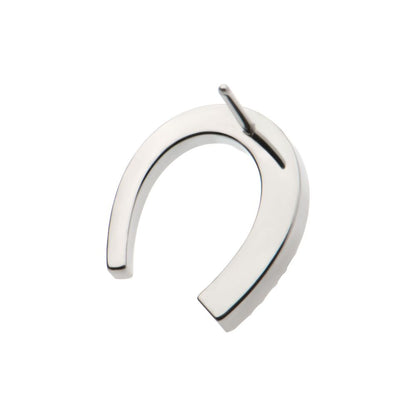 Titanium Threadless Paved Round CZ Horseshoe Shape Top