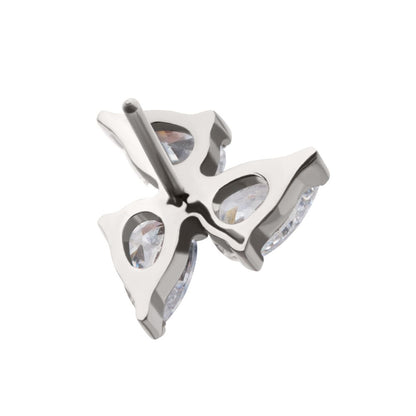 Titanium Threadless Prong Set Teardrop Gem 3-Cluster Top