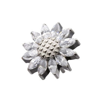 Titanium Threadless Prong Set Marquise Gem Sunflower Top