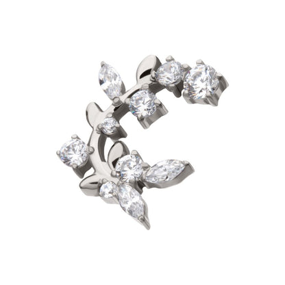 Titanium Threadless Prong Set Round & Marquise Gem Vine Top