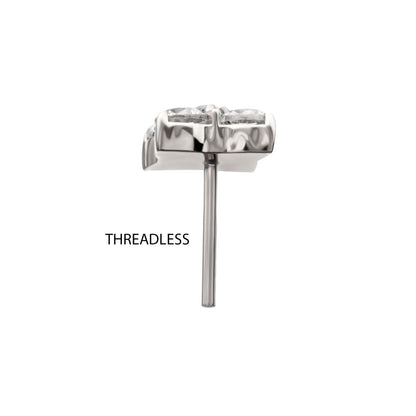 Titanium Threadless Square Shape Top with Prong Set 5-Gem Cluster