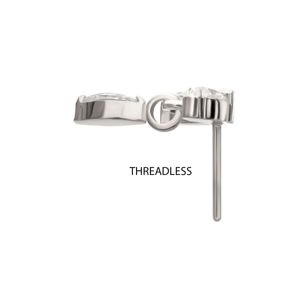 Titanium Threadless Twin Marquise Gem Top with Marquise Dangle