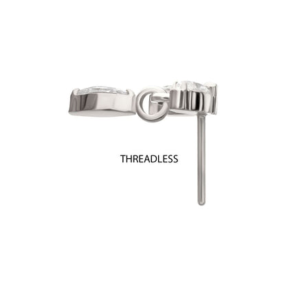 Titanium Threadless Twin Marquise Gem Top with Marquise Dangle