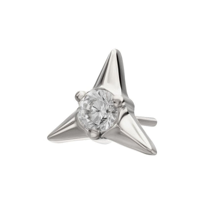 Titanium Threadless Triangle Shape Top with Prong Set Gem