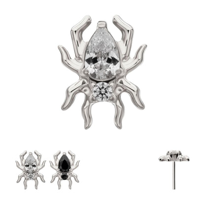 Titanium Threadless Spider Top with Teardrop & Round Gem