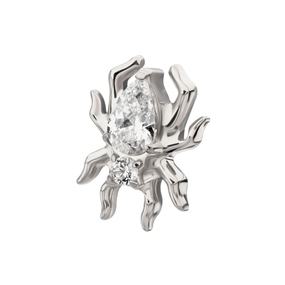 Titanium Threadless Spider Top with Teardrop & Round Gem