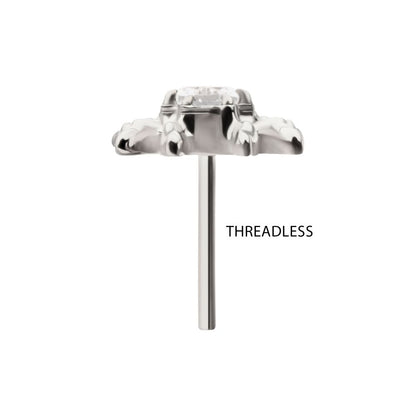 Titanium Threadless Spider Top with Teardrop & Round Gem