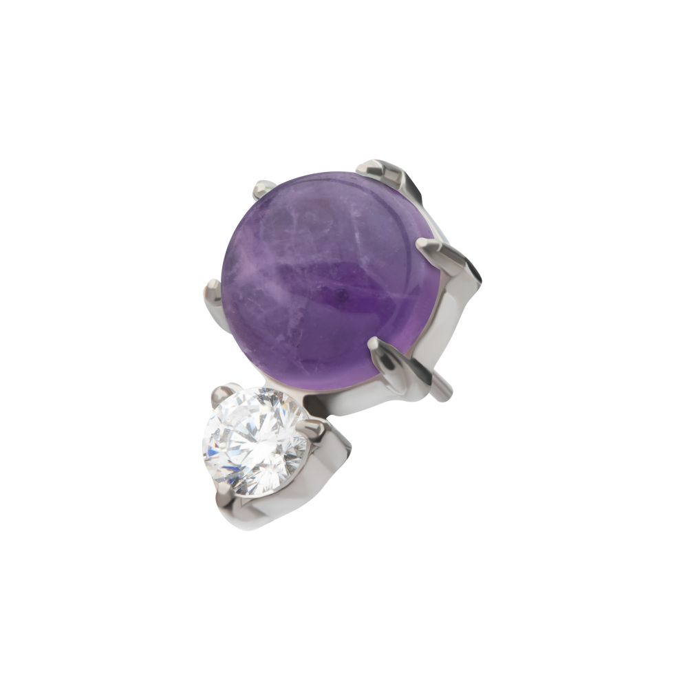 Threadless Prong Set Double Round Gem and Natural Stone Top