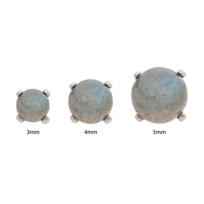 Titanium Threadless Prong Set Natural Labradorite Stone Top