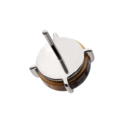 Titanium Threadless 4-Prong Round Natural Stone Top