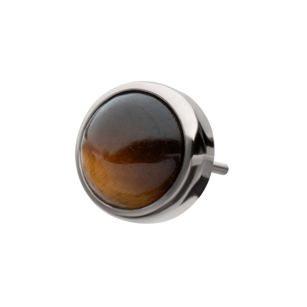 Titanium Threadless Bezel Set Round Natural Stone Top