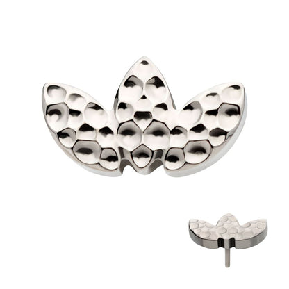 Titanium Threadless Hammered Marquise 3-Cluster Top